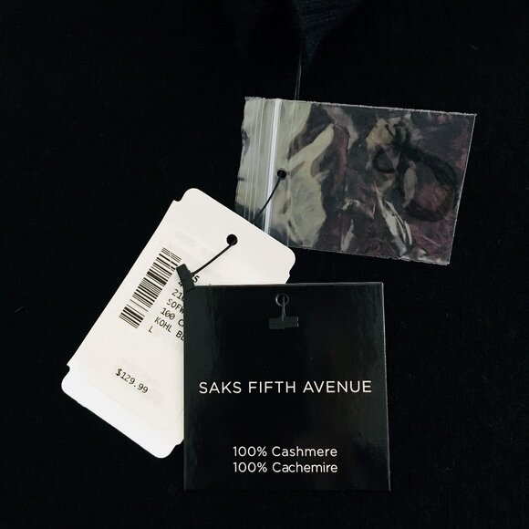 NWT. SAKS FIFTH AVENUE. 100% Cashmere Turtleneck Sweater. Kohl Black. Large - Picture 8 of 11